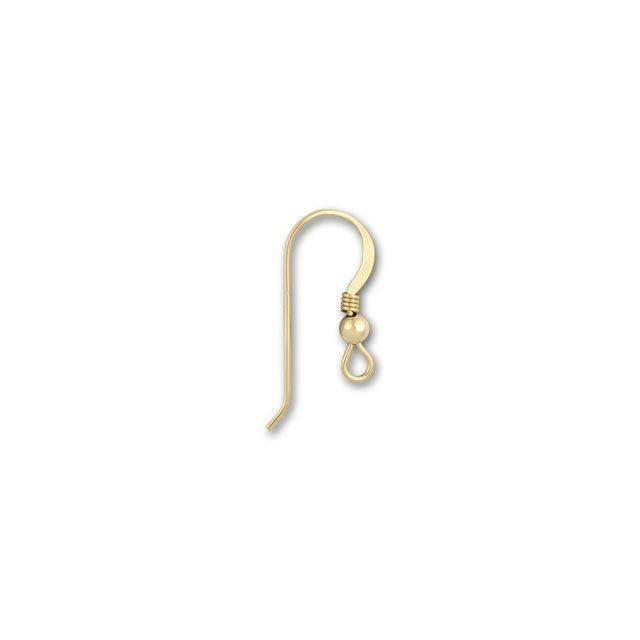 Gold-Filled 027 Earwires, Flat, Ball, Coil (1 Pair)