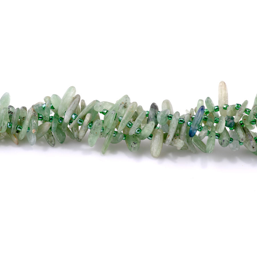 Green Kyanite 5x10-20mm Top Drill Teeth - 15-16 Inch