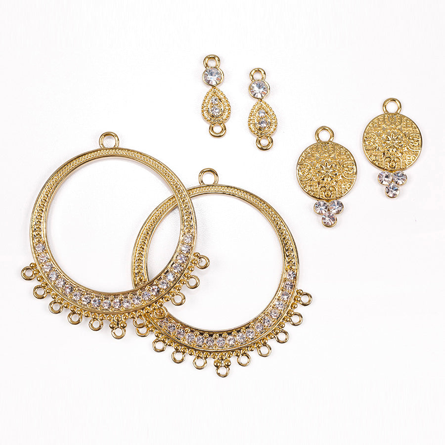 20x8mm Crystal Embellished Intricate Link/Connector in Gold Plating from the Glam Collection (2 Pieces)