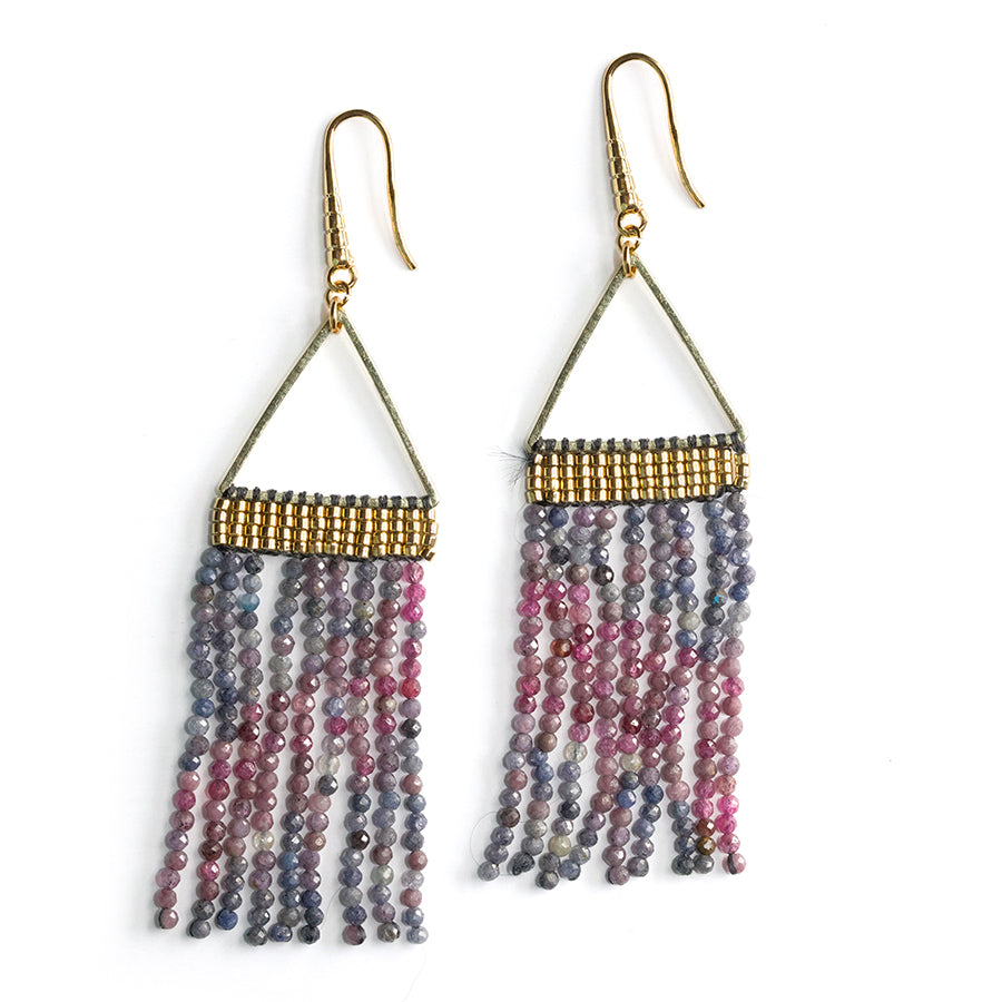 Cleopatra Gemstone Fringe Earring Kit - Gold and Ruby Sapphire