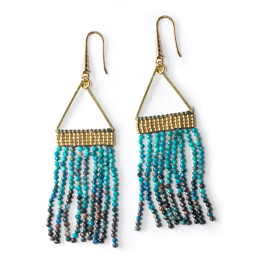 Cleopatra Gemstone Fringe Earring Kit - Gold and Chrysocolla