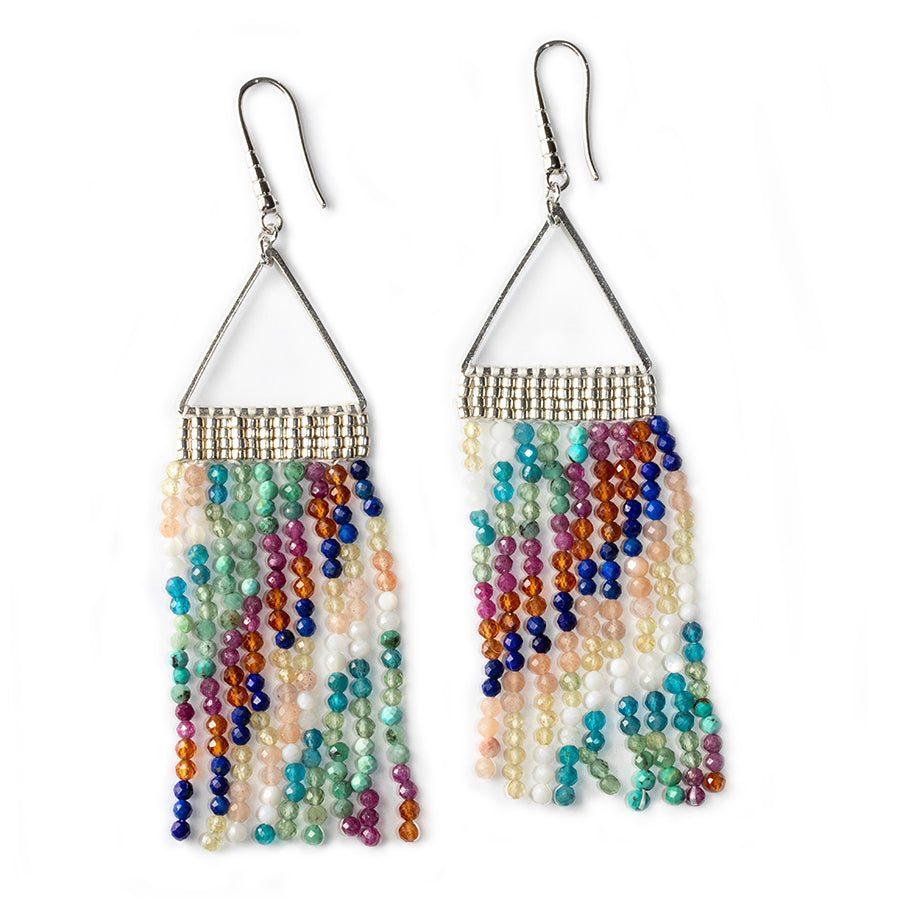 Cleopatra Gemstone Fringe Earring Kit - Silver and Mixed Gemstone