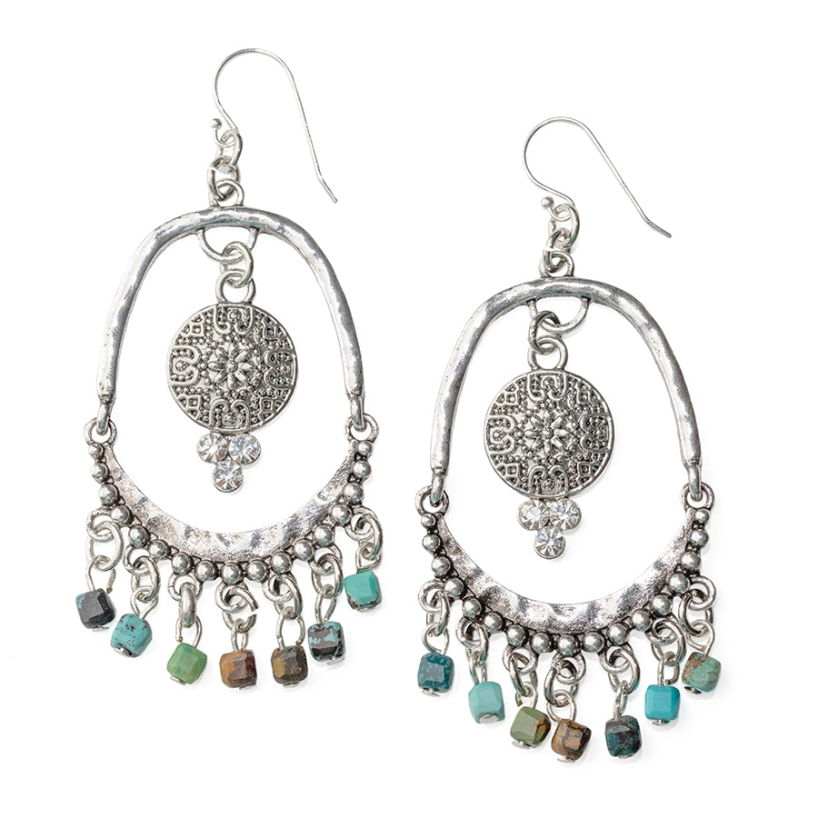 Chandelier Swing Gemstone Earring Kits - Hubei Turquoise and Silver