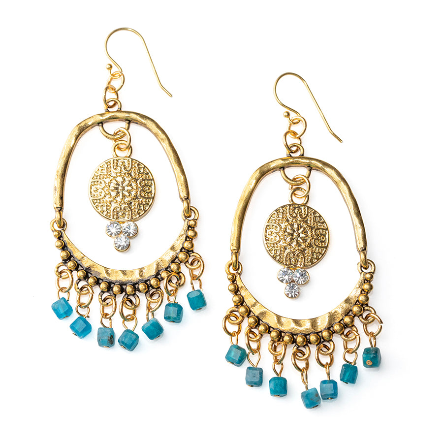 Chandelier Swing Gemstone Earring Kits - Blue Apatite and Gold