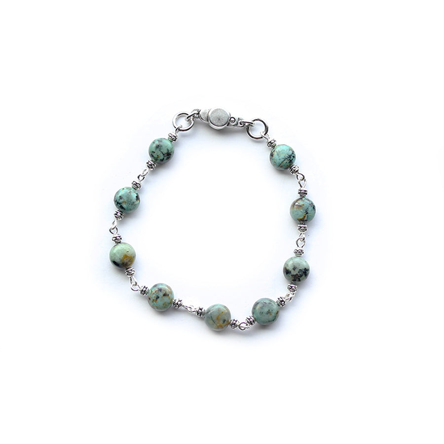 Treasure Trove Gemstone Coin Bracelet Kit - Silver with African Turquoise