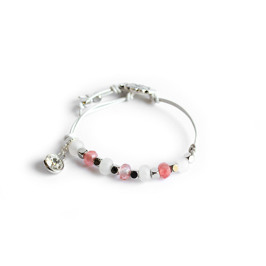 Western Wanderlust Gemstone Bracelet Kit - Silver with Rose Quartz and Cherry Quartz