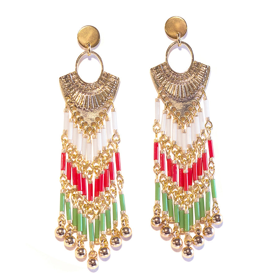 Holiday Fringe Earrings Kit - Green, Red, and White