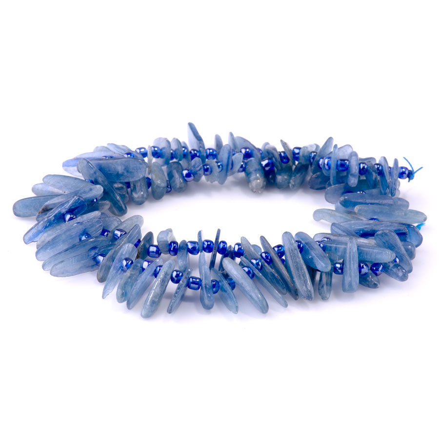 Blue Kyanite 5x10-20mm Top Drill Teeth - 15-16 Inch