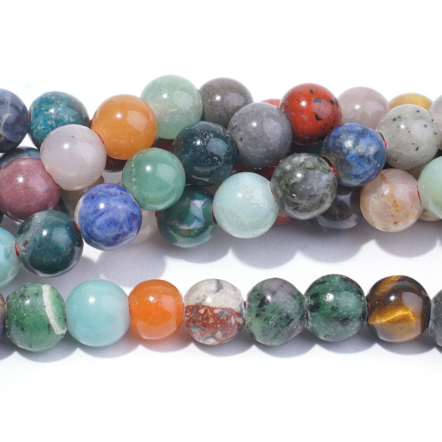 Mixed Stone 8mm Large Hole Round 8-Inch