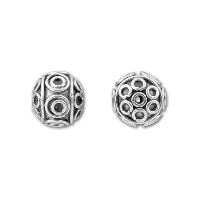 Bali Silver Round Spacer Bead with Circles