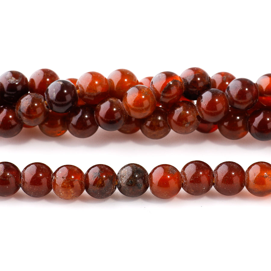 Orange Garnet 6mm Round - Large Hole Beads