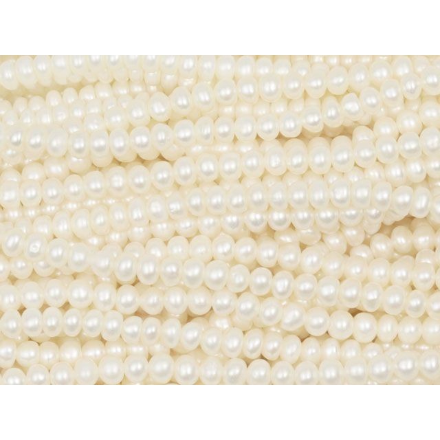 3.5-4mm White Button Freshwater Pearl Strand