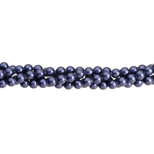 4mm Dark Blue Round Mother of Pearl Bead Strand