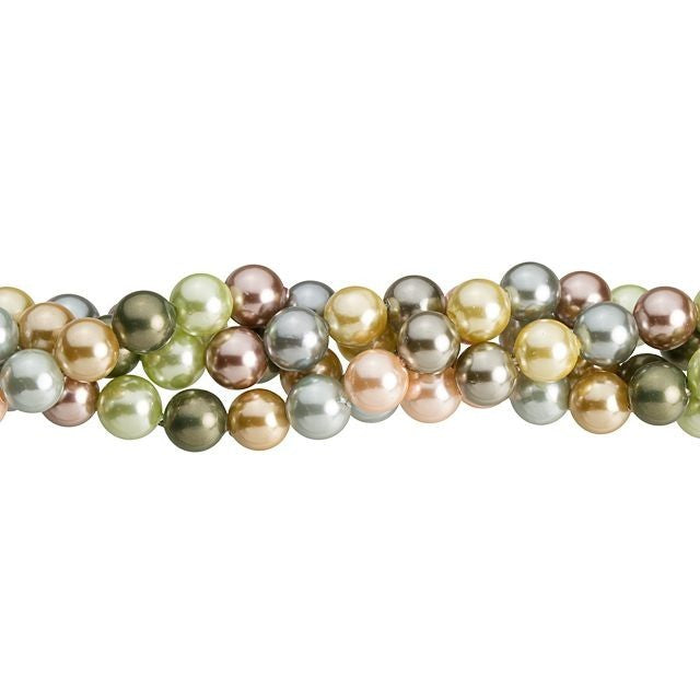 6mm Dark Multi-Color Round Mother of Pearl Bead Strand