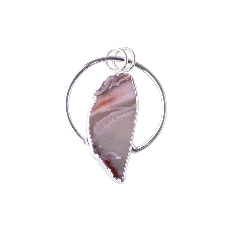 Morocco Agate Medium Freeform Pendant Silver - Pendant