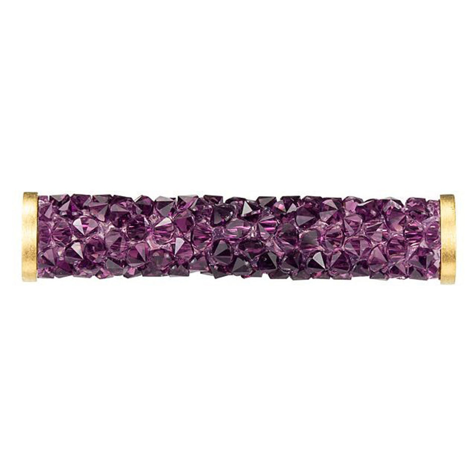 PRESTIGE 5950 30mm Amethyst Fine Rocks Tube Bead with Gold-Finish Ending