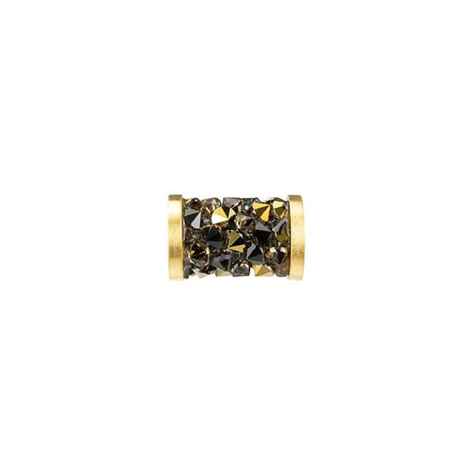 PRESTIGE 5950 8mm Light Colorado Topaz and Dorado Fine Rocks Tube Bead with Gold-Finish Ending