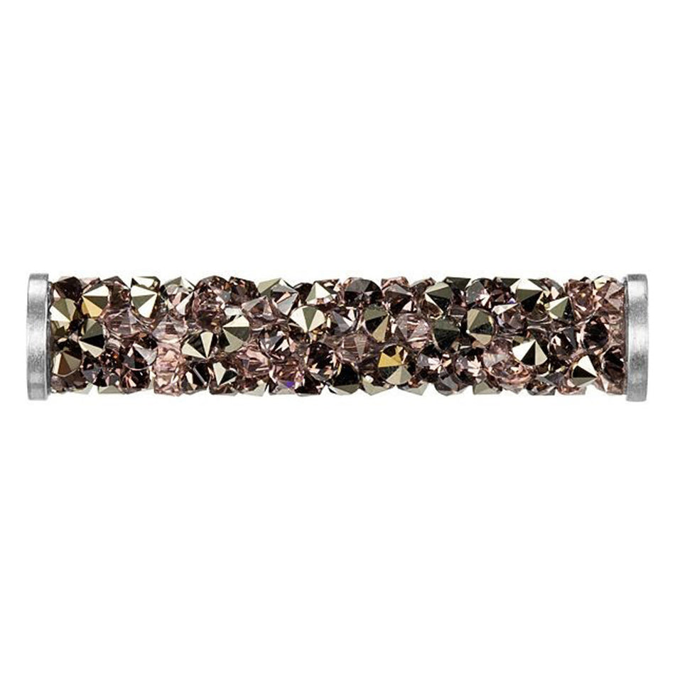 PRESTIGE 5950 30mm Vintage Rose and Metallic Light Gold Fine Rocks Tube Bead with Stainless Steel Ending