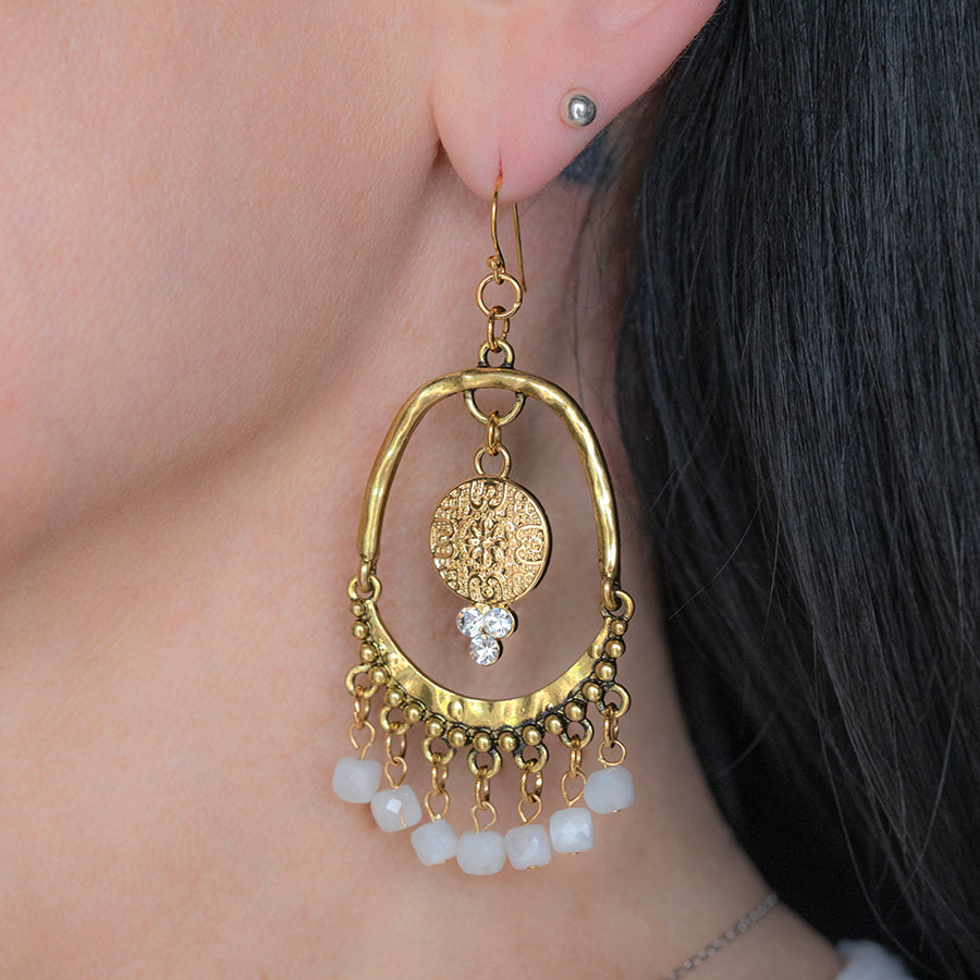 Chandelier Swing Gemstone Earring Kits - Moonstone and Gold