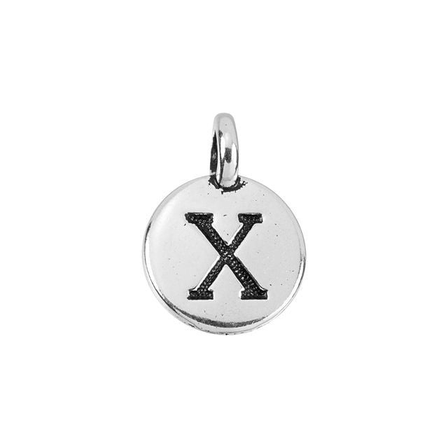 16.6mm Antique Silver Letter X Alphabet Pewter Charm by TierraCast