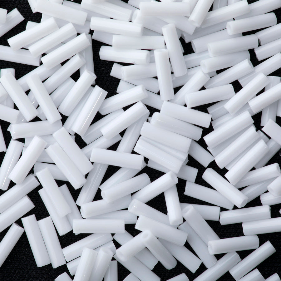 BGL2-9049 6mm Miyuki Bugle Beads Size 2 - Opaque White