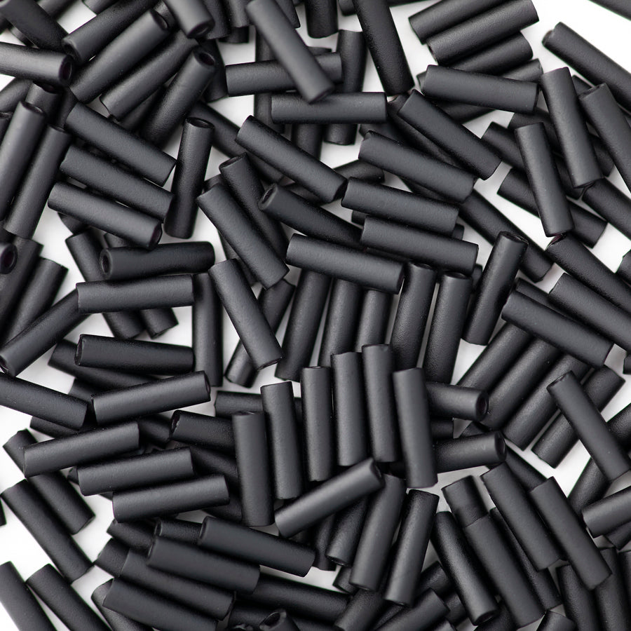 BGL2-9401F 6mm Miyuki Bugle Beads Size 2 - Matte Black