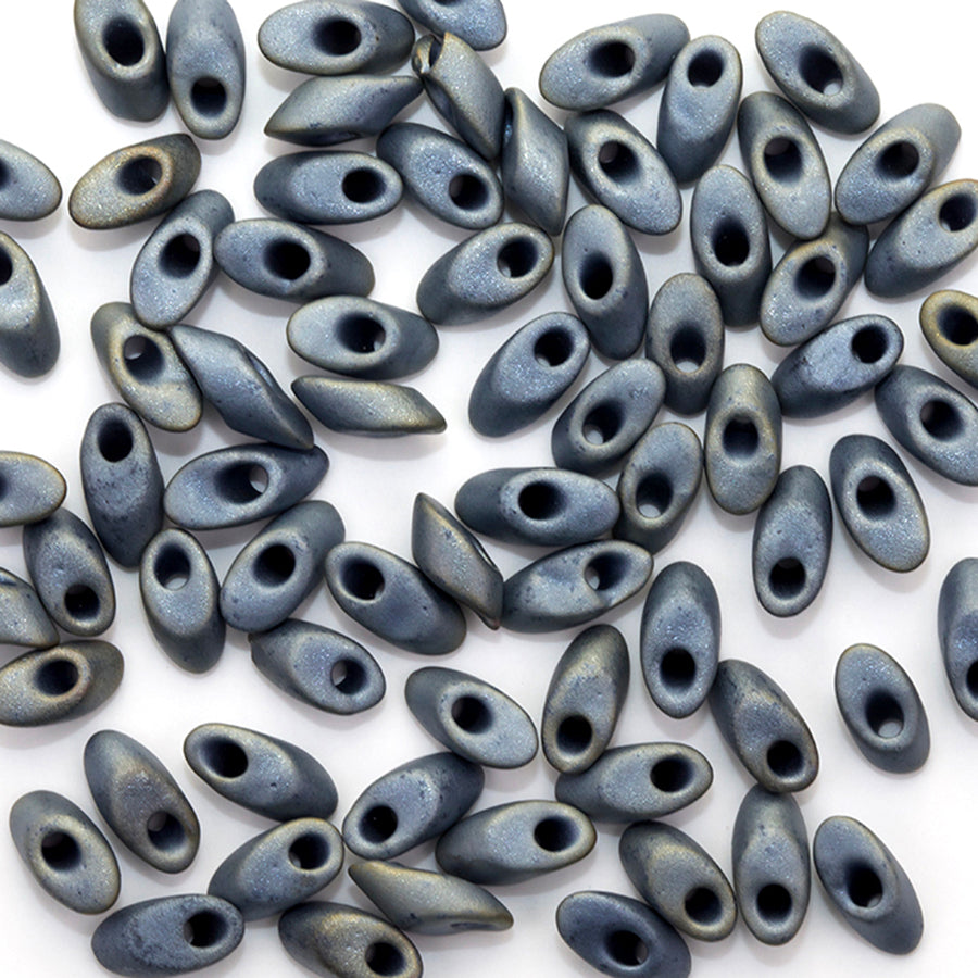 LMA-2002 - 4x7mm Long Magatama Miyuki Beads - Matte Metallic Silver Gray