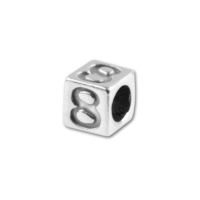 Sterling Silver 4.5mm Number Bead - 8