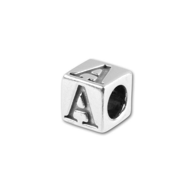 Sterling Silver 4.5mm Alphabet Bead - A