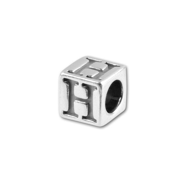 Sterling Silver 4.5mm Alphabet Bead - H