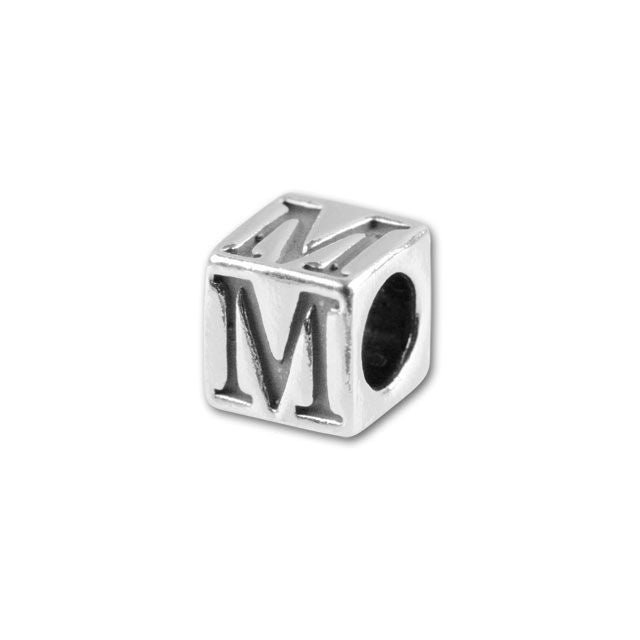 Sterling Silver 4.5mm Alphabet Bead - M