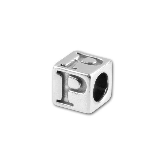 Sterling Silver 4.5mm Alphabet Bead - P