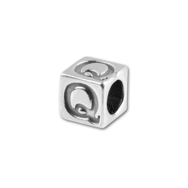 Sterling Silver 4.5mm Alphabet Bead - Q