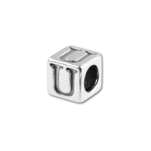 Sterling Silver 4.5mm Alphabet Bead - U