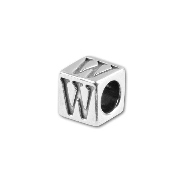 Sterling Silver 4.5mm Alphabet Bead - W