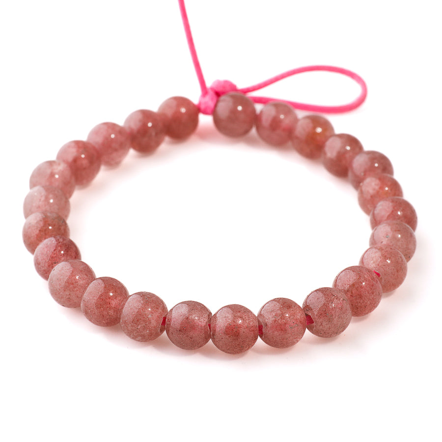 Strawberry Quartz 8mm Round - Large Hole Beads