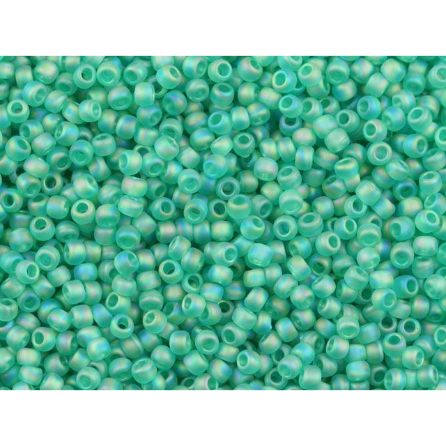 TOHO Bead Round 11/0, Trans-Rainbow-Frosted Dark Peridot, 2.5-Inch Tube