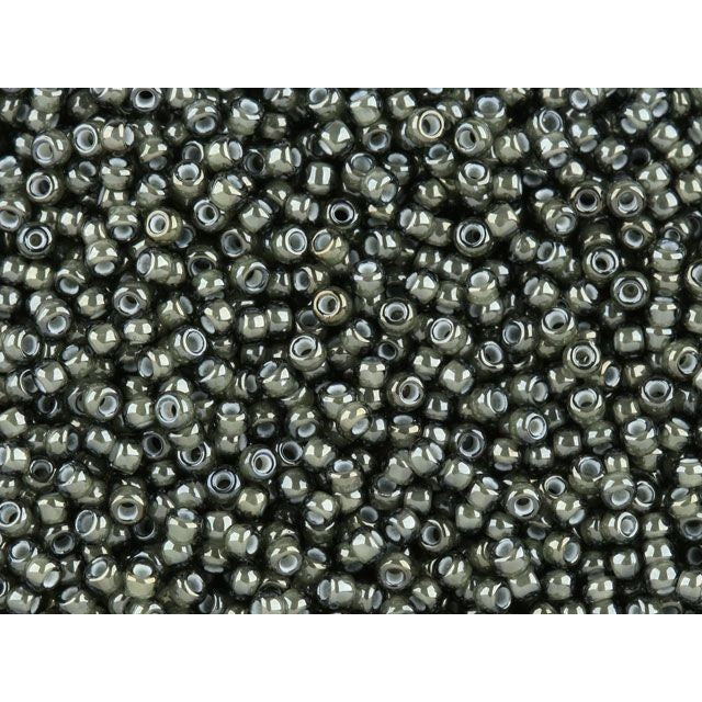 TOHO Bead Round 11/0, White Lined Black Diamond, 2.5-Inch Tube