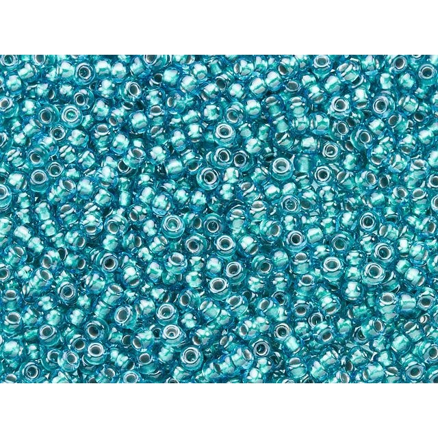 TOHO Bead Round 11/0, Teal-Lined Metallic Light Sapphire, 2.5-Inch Tube