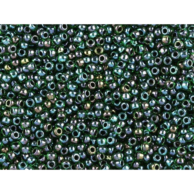 TOHO Bead Round 11/0, Purple Lined Green AB, 2.5-Inch Tube