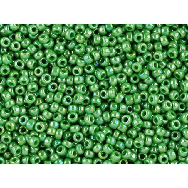 TOHO Bead Round 11/0, Opaque Green AB, 2.5-Inch Tube