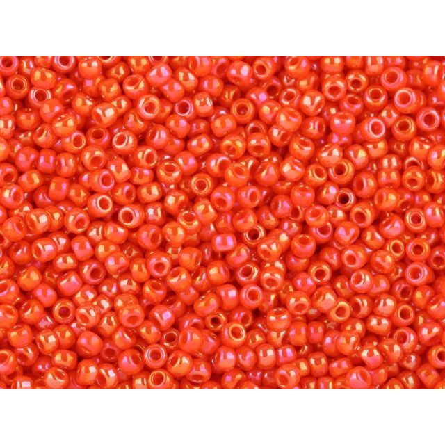 TOHO Bead Round 11/0, Opaque-Rainbow Pumpkin AB, 2.5-Inch Tube