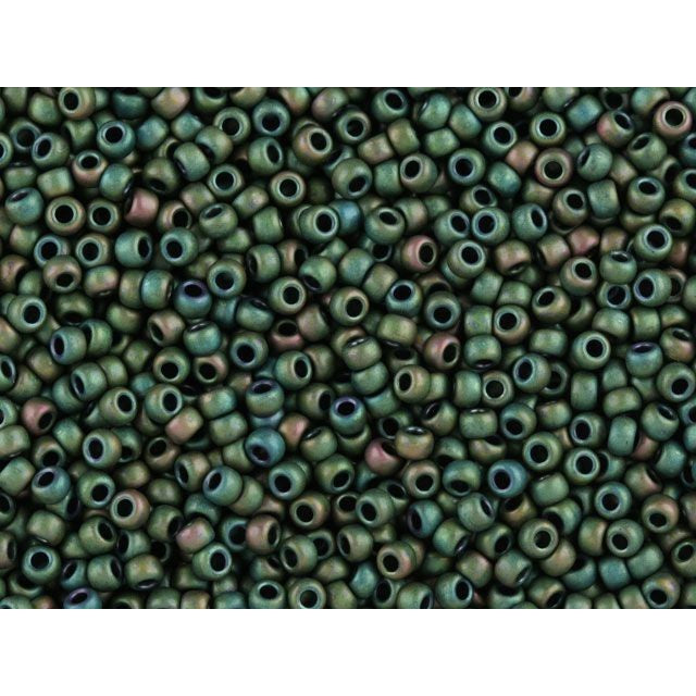 TOHO Bead Round 11/0, Matte Raku Green/Vine Iris, 2.5-Inch Tube