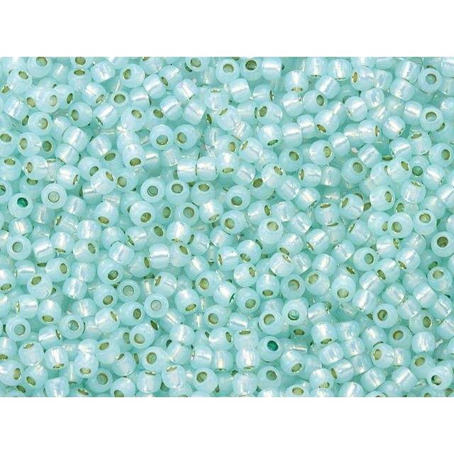 TOHO Bead Round 11/0, Silver-Lined Milky Light Aqua PermaFinish 2.5-Inch Tube