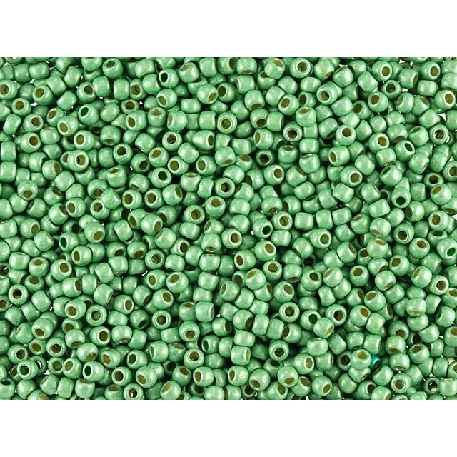 TOHO Round Bead 11/0 PermaFinish Frosted Galvanized Mint Green 2.5-Inch Tube