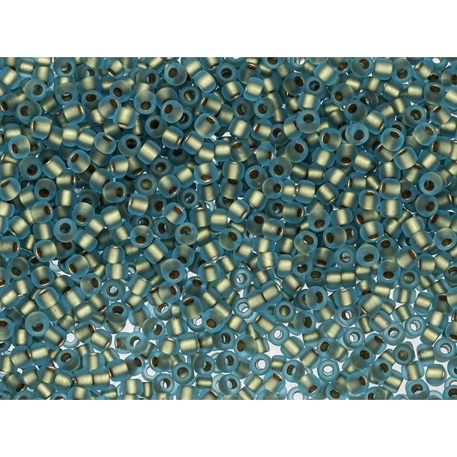 TOHO 11/0 Round Seed Bead 24K Gold-Lined Frosted Aqua, 2.5-Inch Tube