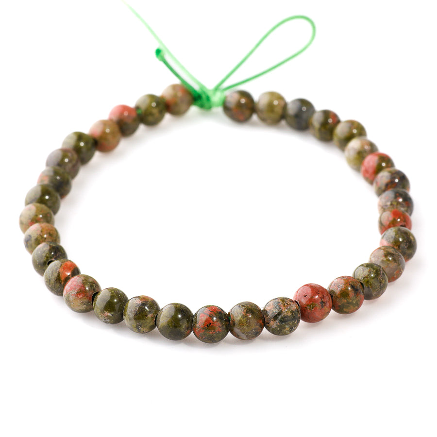 Unakite 6mm Round - Large Hole Beads