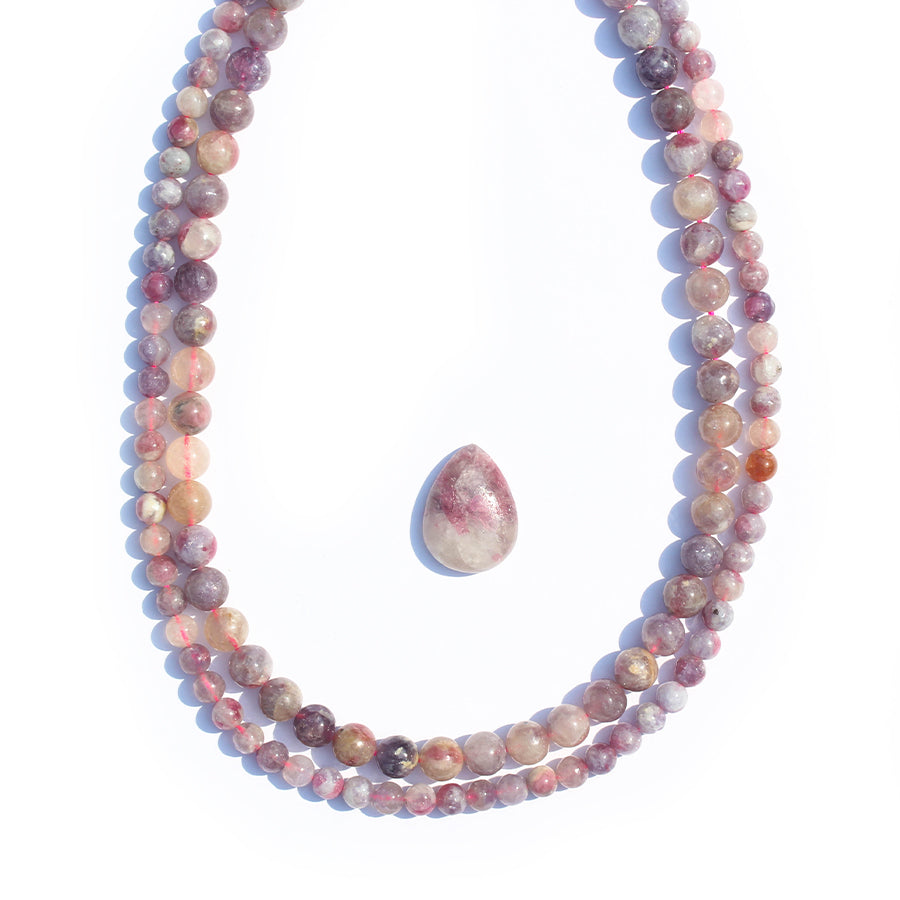 Exclusive Limited Edition Cherry Tourmaline Pendant and 2 Strand Set from Dakota Stones