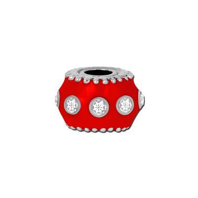 Petite Red Enamel with Clear Crystals Bead - Interchangeable - CLEARANCE