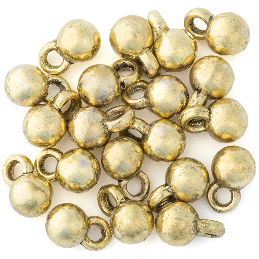 7mm Mini Ball Charms from the Global Collection - Brass (20 Pieces)